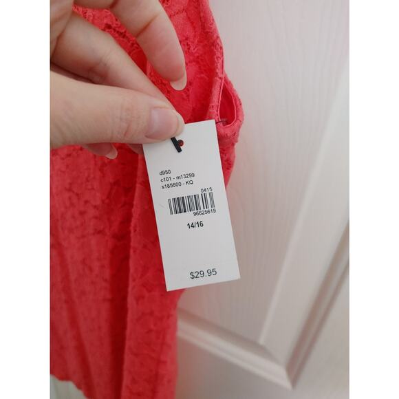 Lane Bryant Top Sleeveless Tank Lace Overlay Coral 14/16 NWT - Picture 2 of 5